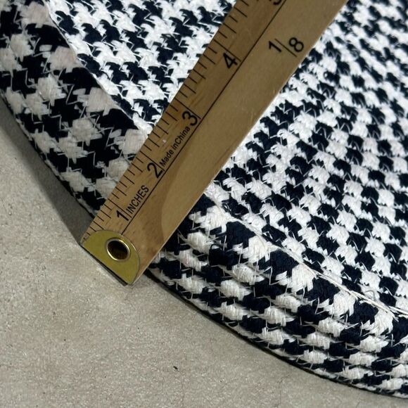 NWT La Regale Round White Navy Blue Cotton Woven Handbag - Picture 10 of 11